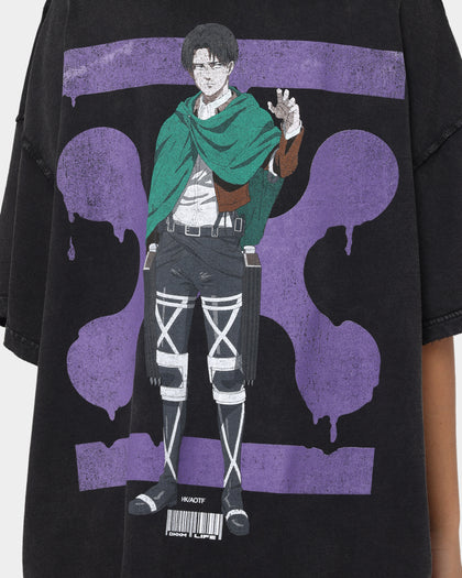 DXXMLIFE X Attack On Titan Levi DXXM Vintage T-Shirt Aged Black