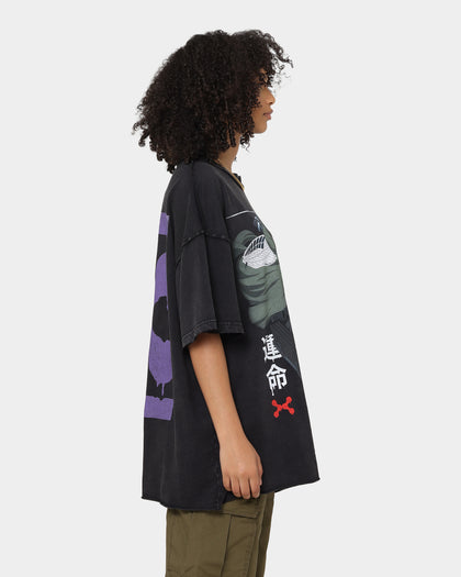 DXXMLIFE X Attack On Titan Levi DXXM Vintage T-Shirt Aged Black