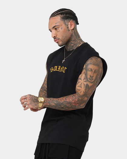 Saint Morta Graveyard Oversized Muscle T-Shirt Black/Gold