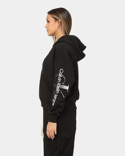 Calvin Klein Women's Gradient Monologo Hoodie Ck Black