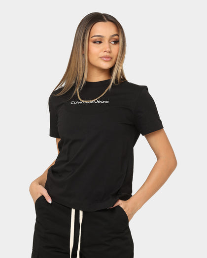 Calvin Klein Women's Shrunken Institutional T-Shirt Ck Black