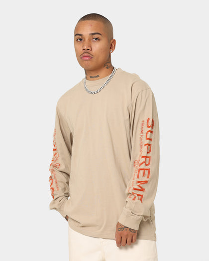 Supreme Intarsia Sleeve Long Sleeve T-Shirt Stone