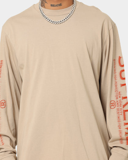 Supreme Intarsia Sleeve Long Sleeve T-Shirt Stone