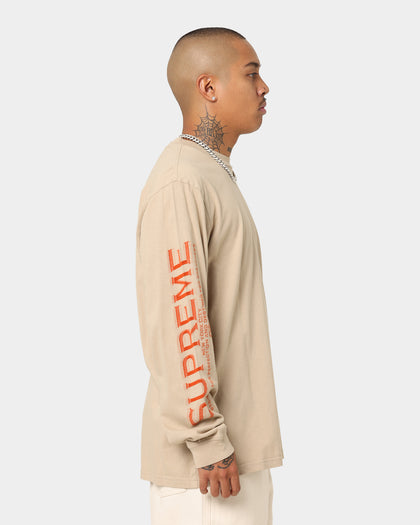 Supreme Intarsia Sleeve Long Sleeve T-Shirt Stone