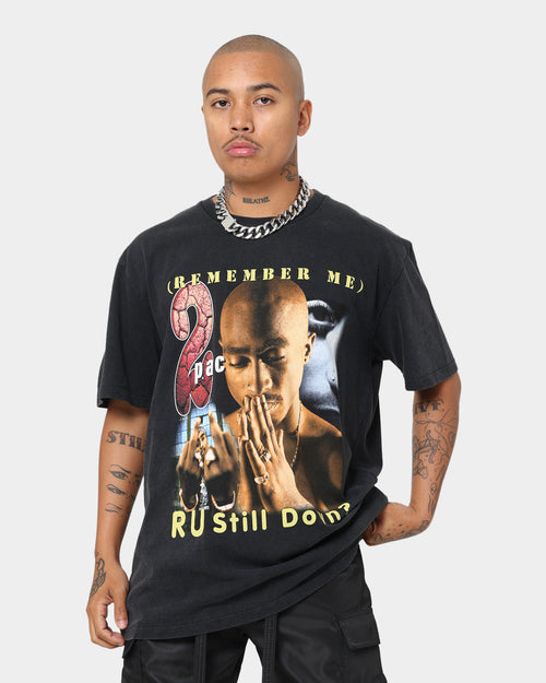 Tupac R U Still Down Homage Vintage T-Shirt Washed Black