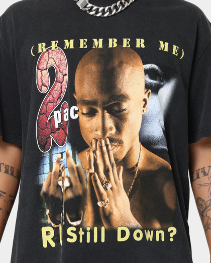 Tupac R U Still Down Homage Vintage T-Shirt Washed Black