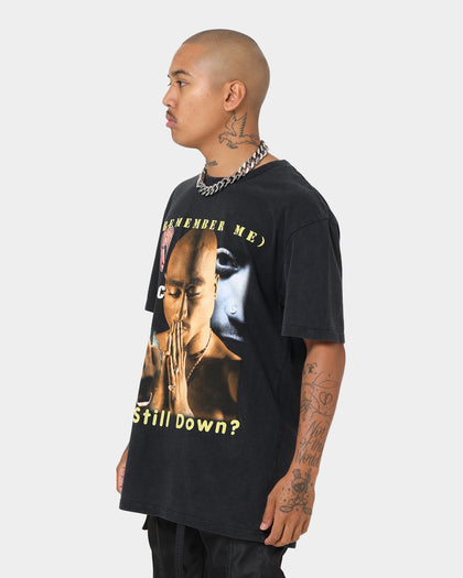 Tupac R U Still Down Homage Vintage T-Shirt Washed Black