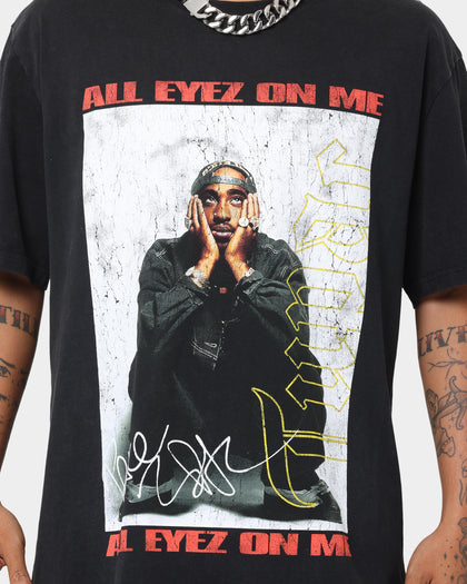 Tupac Eyez On Me Signature Vintage T-Shirt Washed Black
