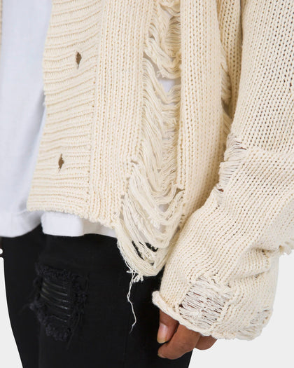 MNML Distressed Cardigan Off White