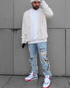 MNML Distressed Cardigan Off White