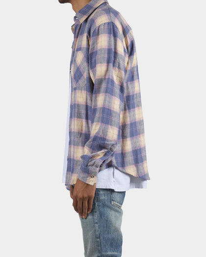 MNML Metal Button Flannel Blue/Yellow