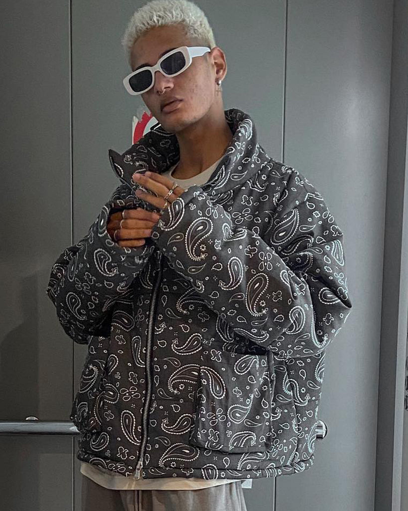 MNML Paisley Cropped Puffer Jacket Black | Culture Kings US