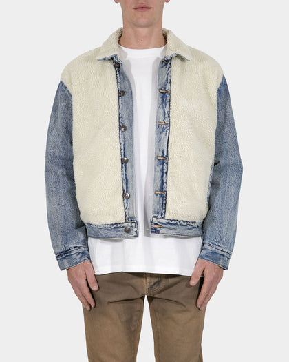 MNML Sherpa Body Trucker Jacket Blue/White