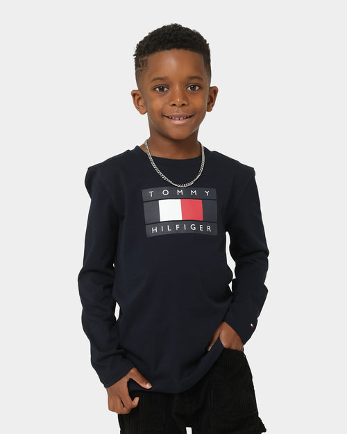 Tommy Hilfiger Kids' Global Stripe Flag Long Sleeve T-Shirt Desert Sky