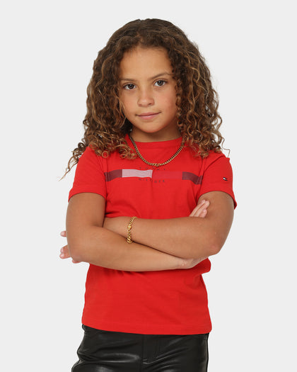 Tommy Hilfiger Kids' Global Stripe Short Sleeve T-Shirt Deep Crimson