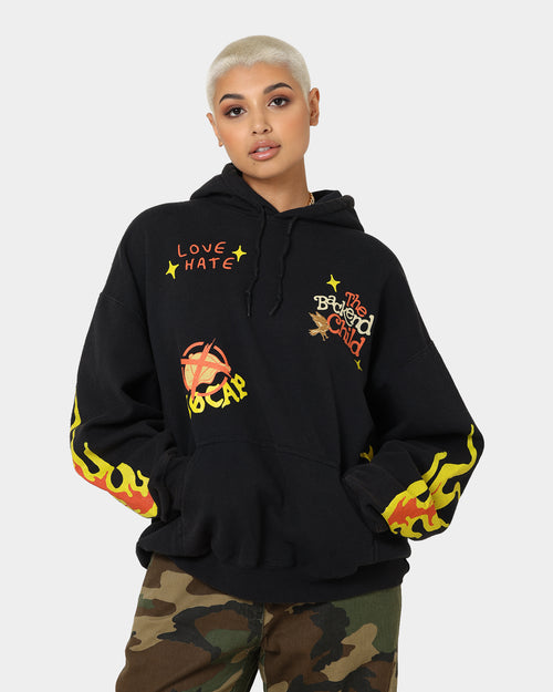 Goat Crew All Over No Cap Vintage Hoodie Black Wash