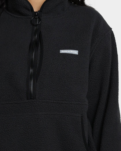 Raised By Wolves Sherpa Fleece Half-Zip Jumper Black