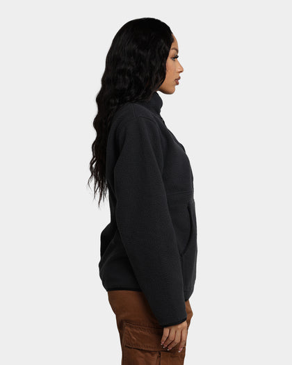 Raised By Wolves Sherpa Fleece Half-Zip Jumper Black