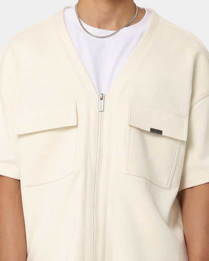 Carré Home Base Zip Up T-Shirt Off White
