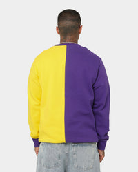 Deathrow Records Half Half Crewneck Purple/Yellow
