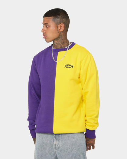 Deathrow Records Half Half Crewneck Purple/Yellow