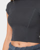 Joah Brown Women's Contrast Stitch Crop T-Shirt Vintage Navy