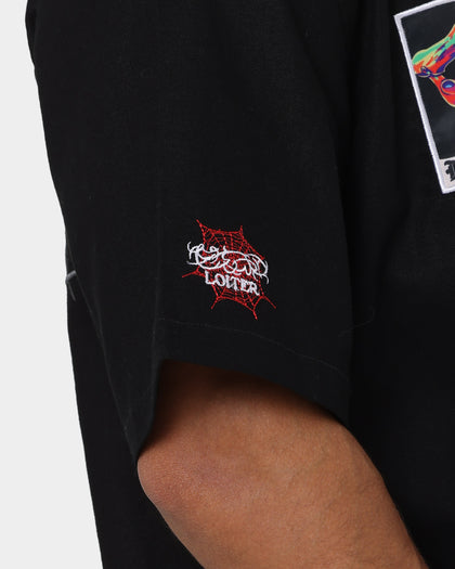 Loiter Patchwork Button Up Shirt Black