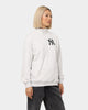 Majestic Athletic Women's New York Yankees Bat Wing Half Zip Crop Crewneck White Marle