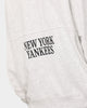 Majestic Athletic Women's New York Yankees Bat Wing Half Zip Crop Crewneck White Marle