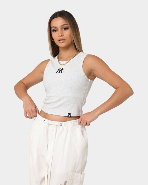 Majestic Athletic Women's New York Yankees Muscle Rib Scoop Back Vest T-Shirt White Marle