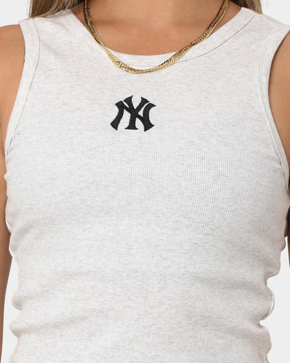 Majestic Athletic Women's New York Yankees Muscle Rib Scoop Back Vest T-Shirt White Marle
