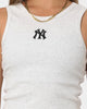 Majestic Athletic Women's New York Yankees Muscle Rib Scoop Back Vest T-Shirt White Marle