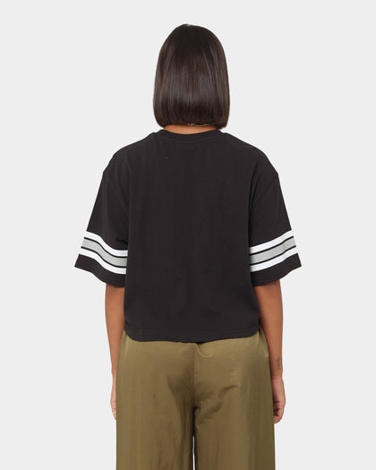 Majestic Athletic Women's Las Vegas Raiders Vintage Oversized Crop T-Shirt Faded Black