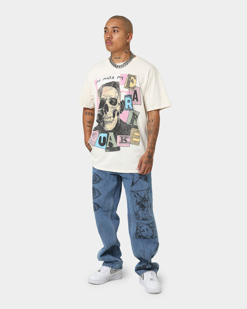 Goat Crew Earfquake Skull T-Shirt Off White