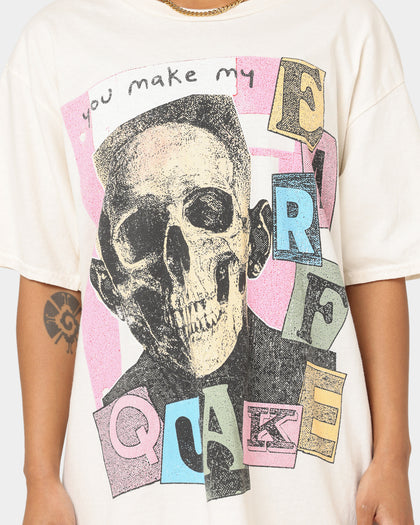 Goat Crew Earfquake Skull T-Shirt Off White