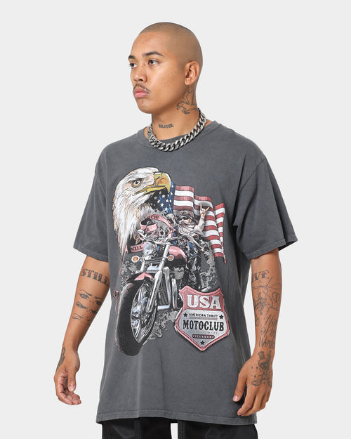 American Thrift Eagle Moto Club T-Shirt Off Black