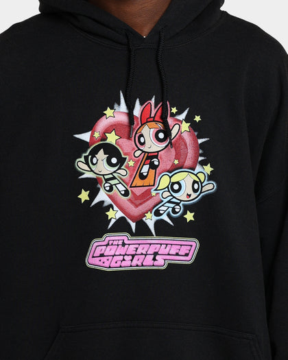 American Thrift X Powerpuff Girls Powerpuff Group Vintage Hoodie Black Wash