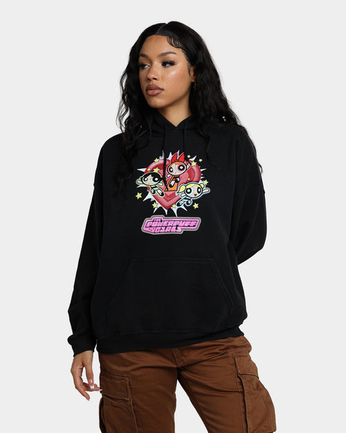 American Thrift X Powerpuff Girls Powerpuff Group Vintage Hoodie Black Wash