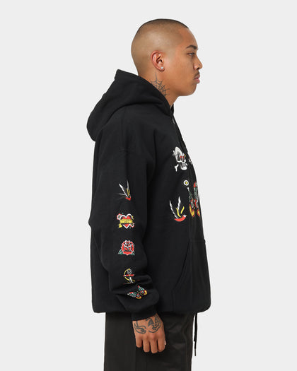 Rats Get Fat Tattoo Print Hoodie Black