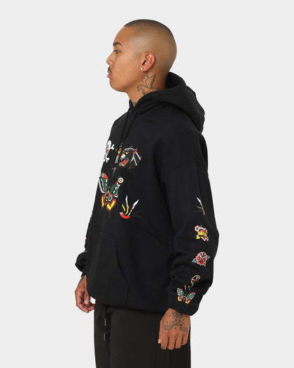 Rats Get Fat Tattoo Print Hoodie Black