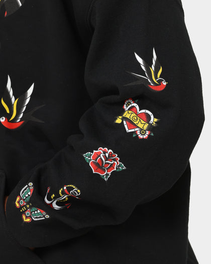 Rats Get Fat Tattoo Print Hoodie Black