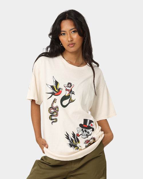 Rats Get Fat Tattoo Split Print T-Shirt Off White