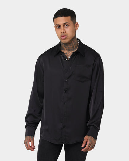 XXIII Kai Satin Button Up Black
