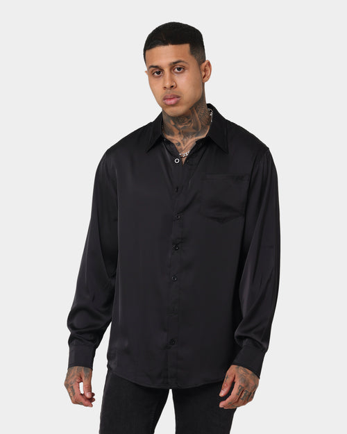 XXIII Kai Satin Button Up Black