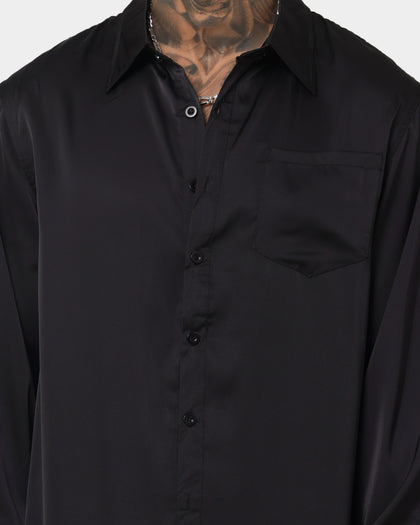 XXIII Kai Satin Button Up Black
