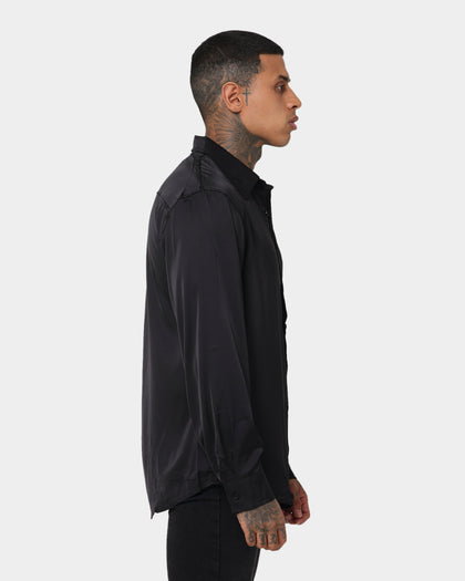 XXIII Kai Satin Button Up Black