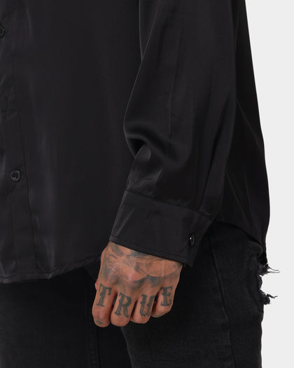 XXIII Kai Satin Button Up Black