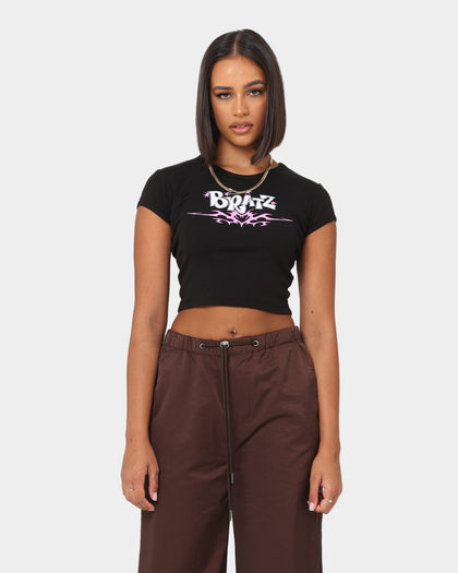 American Thrift X Bratz Women's Bratz Logo Baby T-Shirt Black