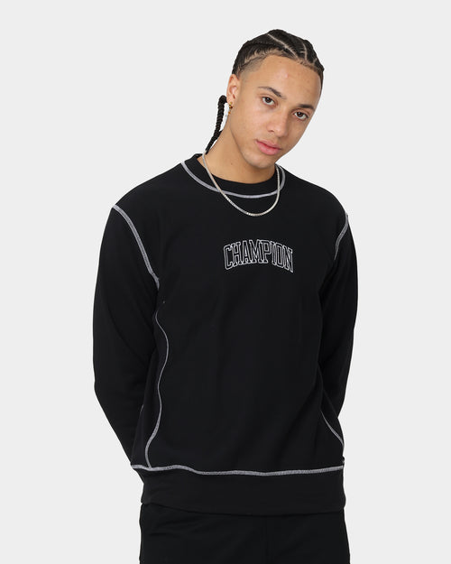 Champion Reverse Weave Contrast Stitch Crewneck Black