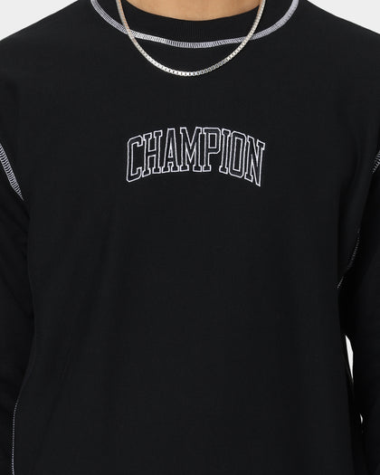 Champion Reverse Weave Contrast Stitch Crewneck Black
